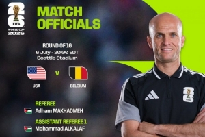 2026年世界杯1/8决赛美国对阵比利时比赛裁判：约旦裁判马哈德迈执裁