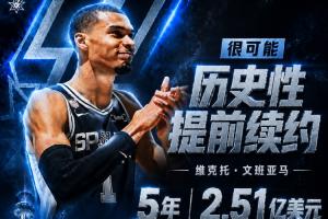 文班或提前续约，5年2.51亿包含球员选项，最高可达3.01亿