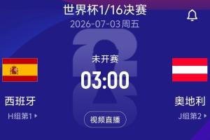 1/16决赛对战：西班牙对奥地利！7月3日北京时间3:00开赛